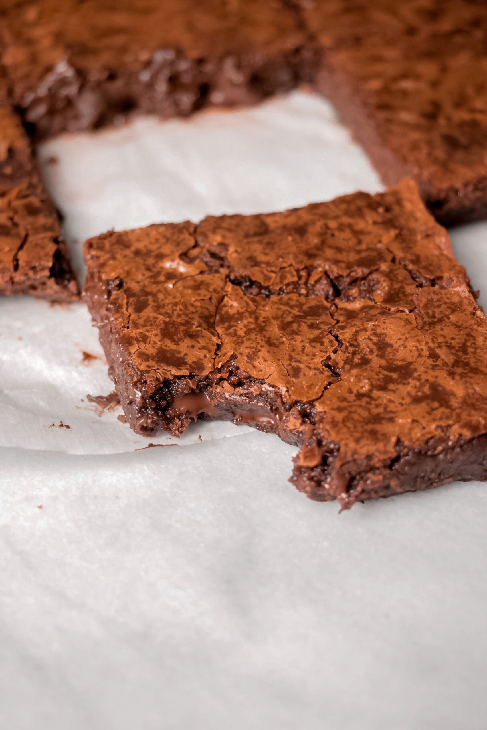 homemade brownies with a bite shot