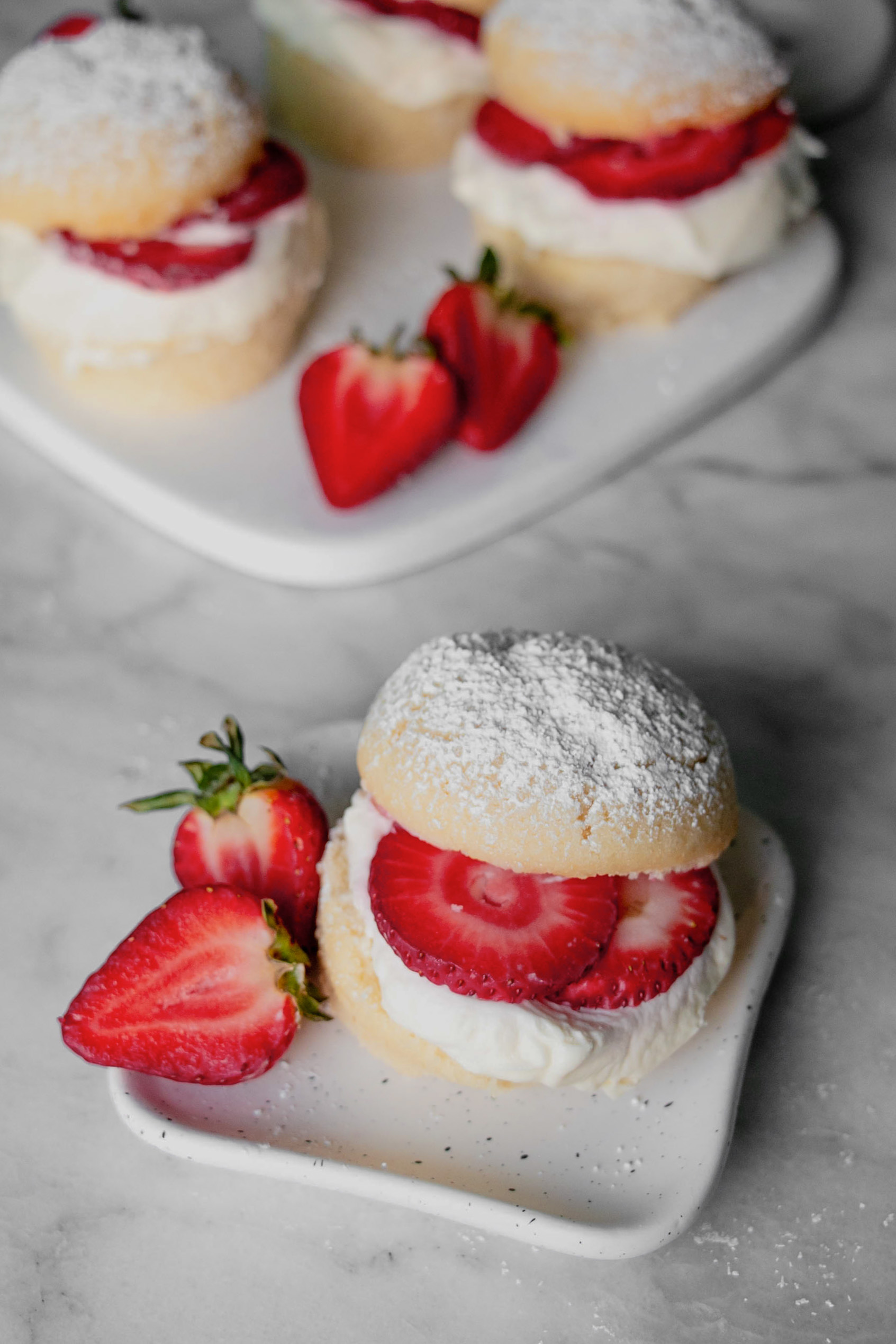 strawberry shortcakes plated