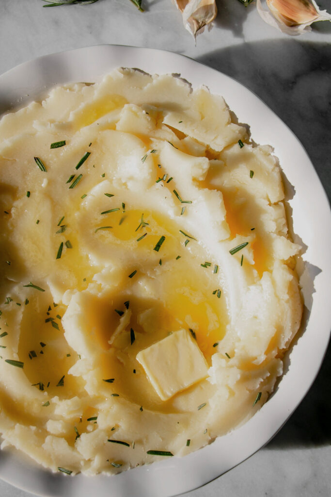 homemade mashed potatoes with rosemary and garlic