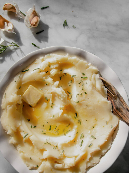 homemade mashed potatoes with rosemary and garlic