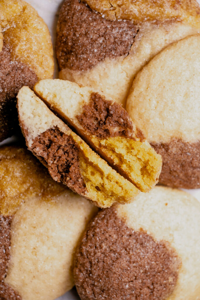 homemade marbled cookies white, brown, and orange