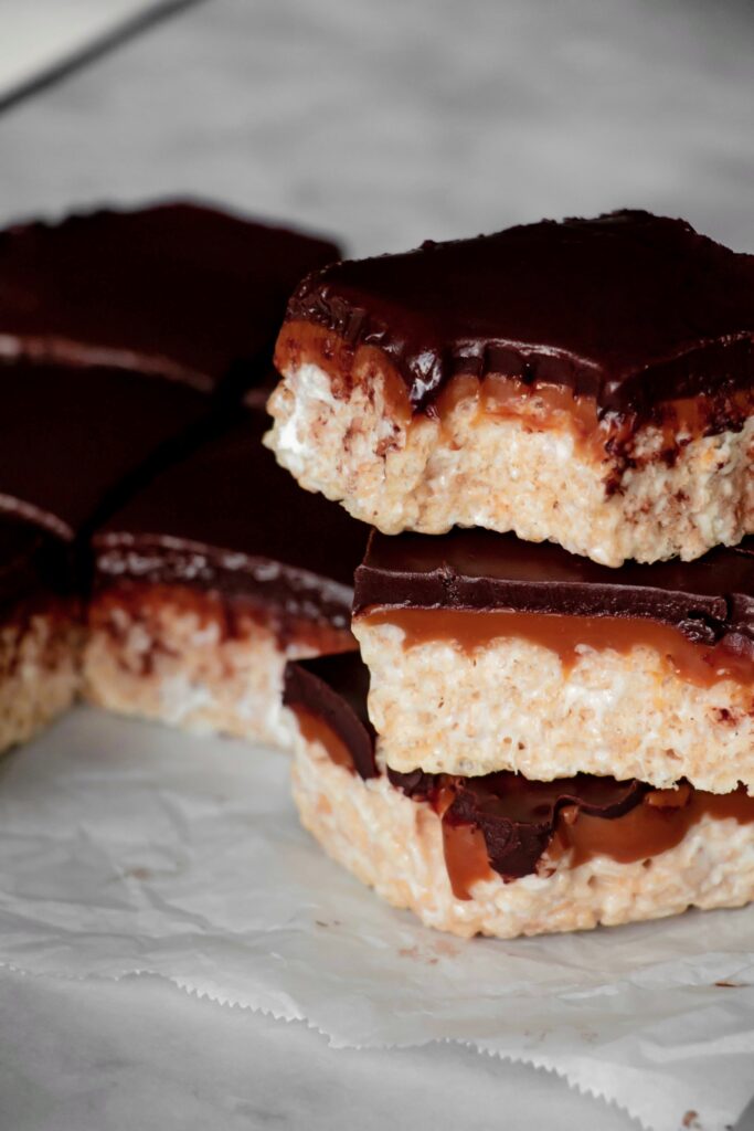 Homemade Rice Krispie Treats with a bite