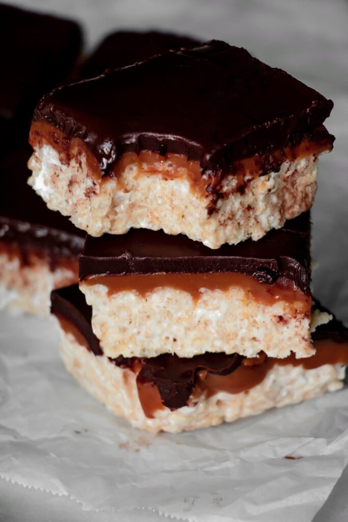 Homemade Rice Krispie Treats stacked