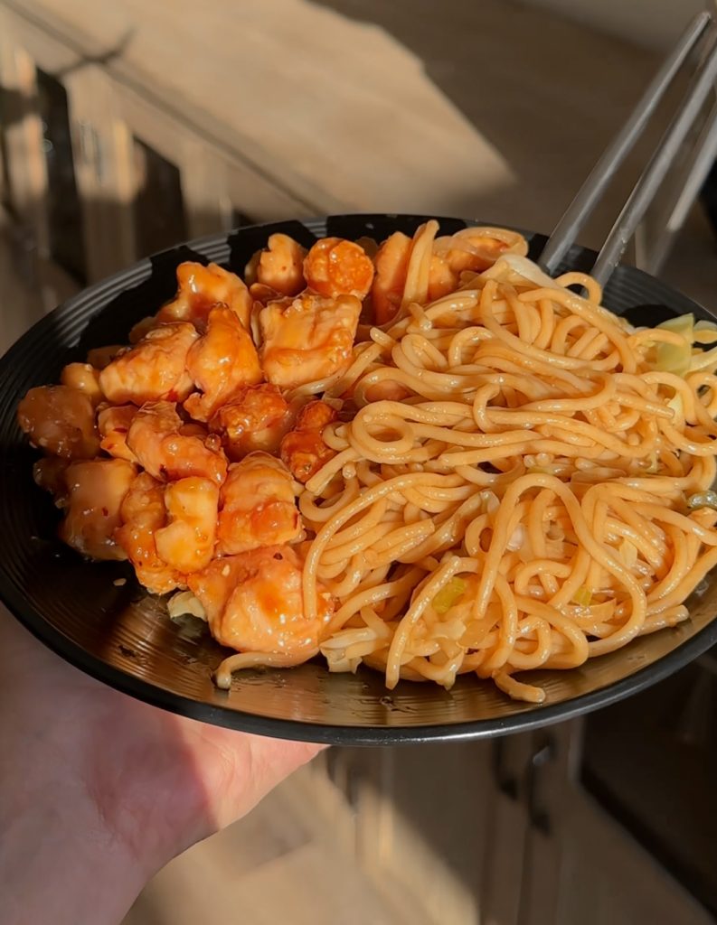 gluten-free orange chicken on plate